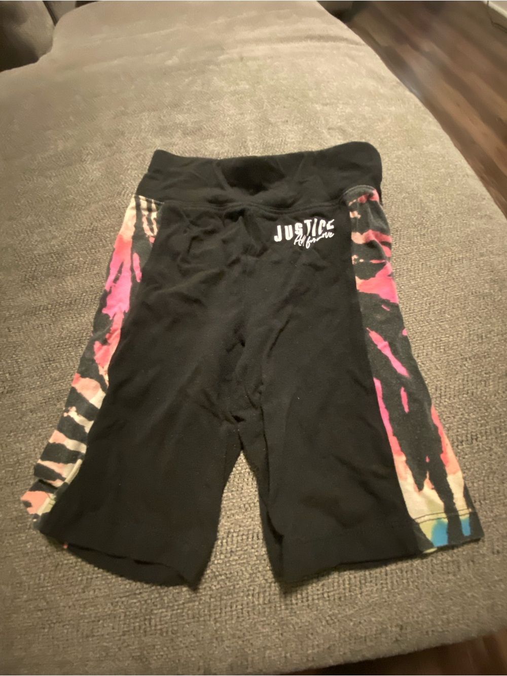 Justice Black Leggings with Pink Tie-Dye Side Panels